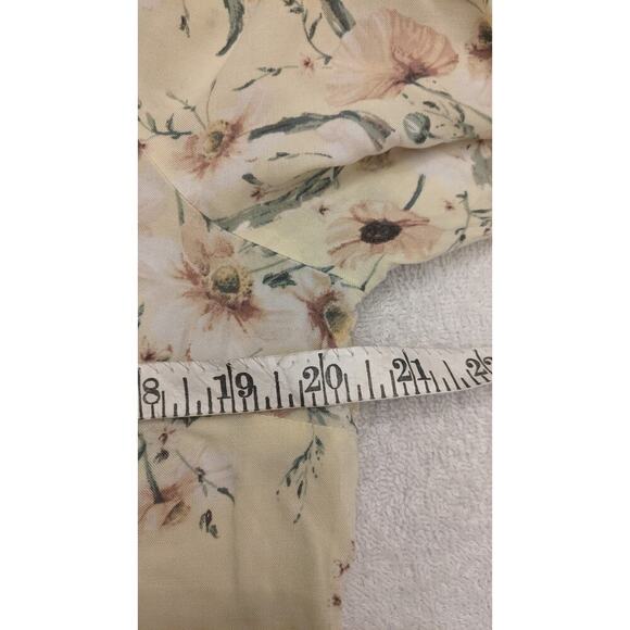 H&M Floral Pale Yellow Sheath Dress with Tie Sleeves,, Size 12 - Picture 6 of 8